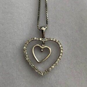 Silver Heart Necklace with Silver Chain